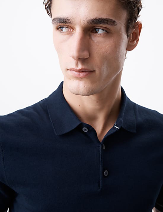 Silk Cotton Knitted Polo Shirt