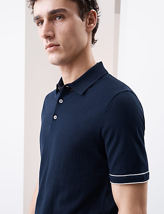Silk Cotton Knitted Polo Shirt