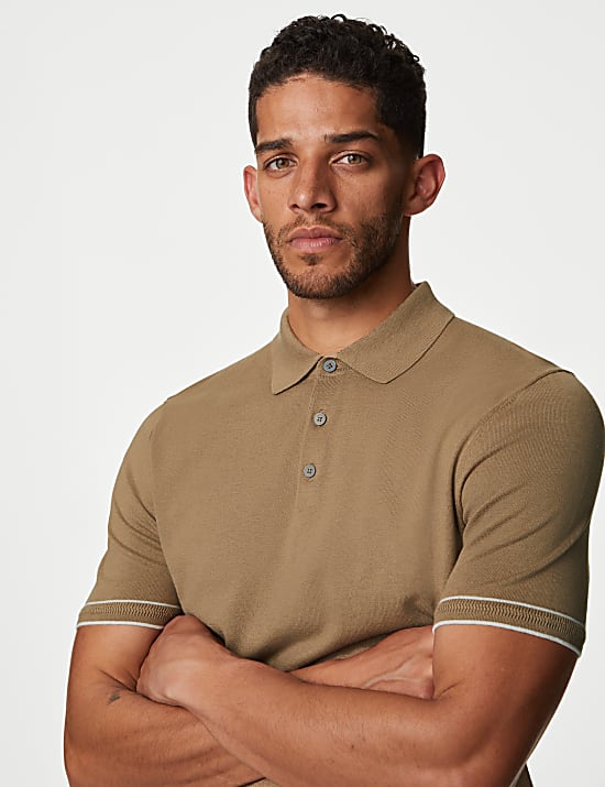 Silk Cotton Knitted Polo Shirt
