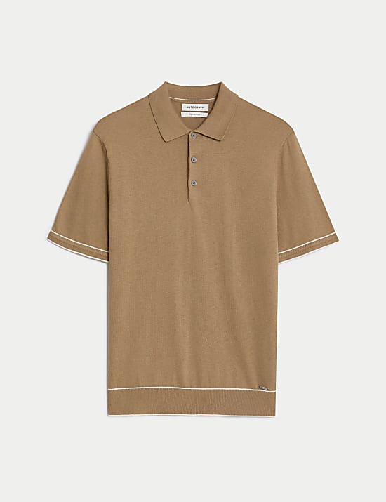 Silk Cotton Knitted Polo Shirt