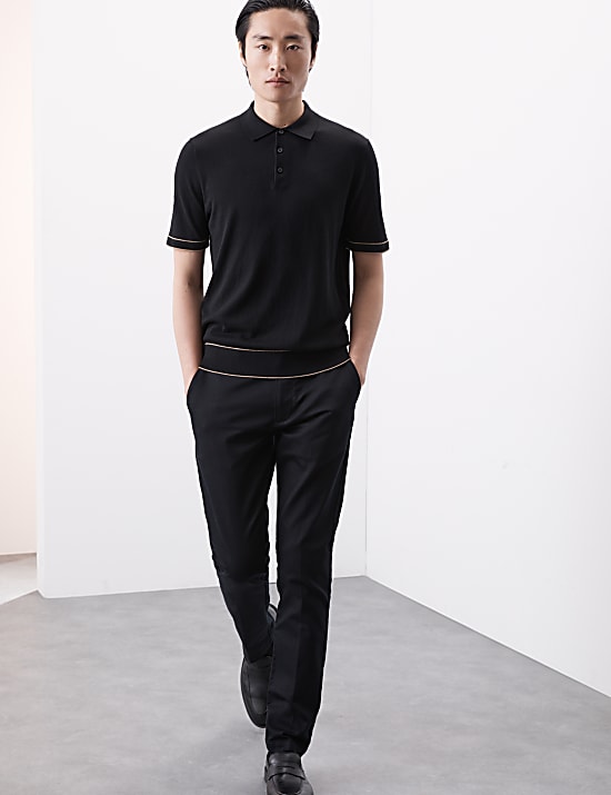 Silk Cotton Knitted Polo Shirt