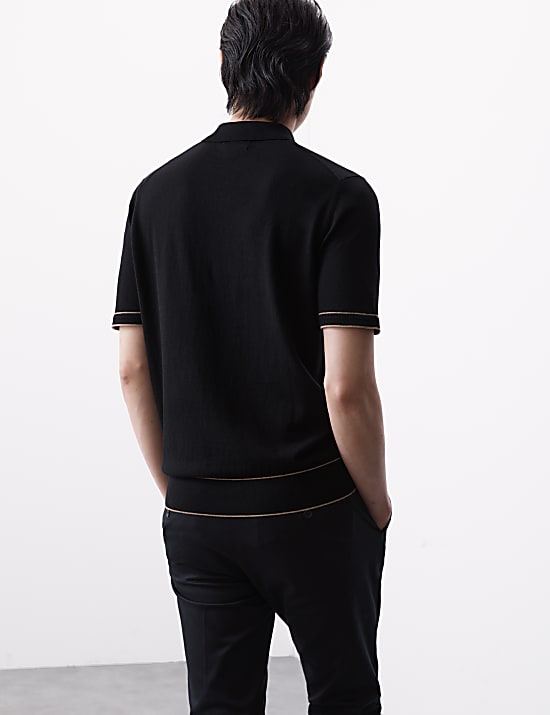 Silk Cotton Knitted Polo Shirt