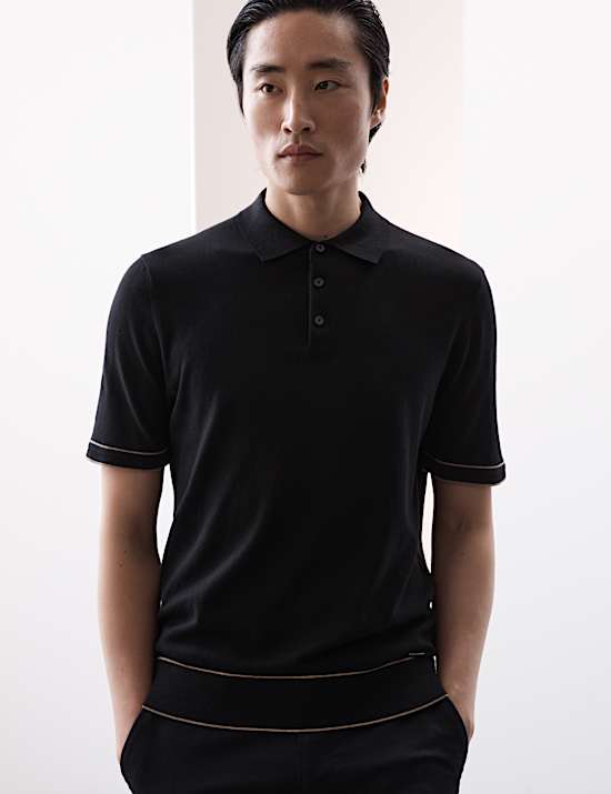 Silk Cotton Knitted Polo Shirt