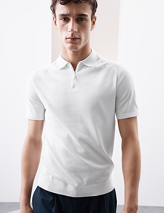 Performance Zip Up Knitted Polo Shirt