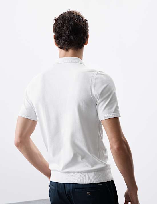 Performance Zip Up Knitted Polo Shirt