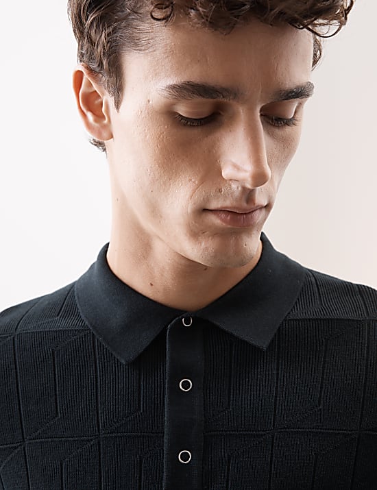 Polo de punto de modal de algodón texturizado