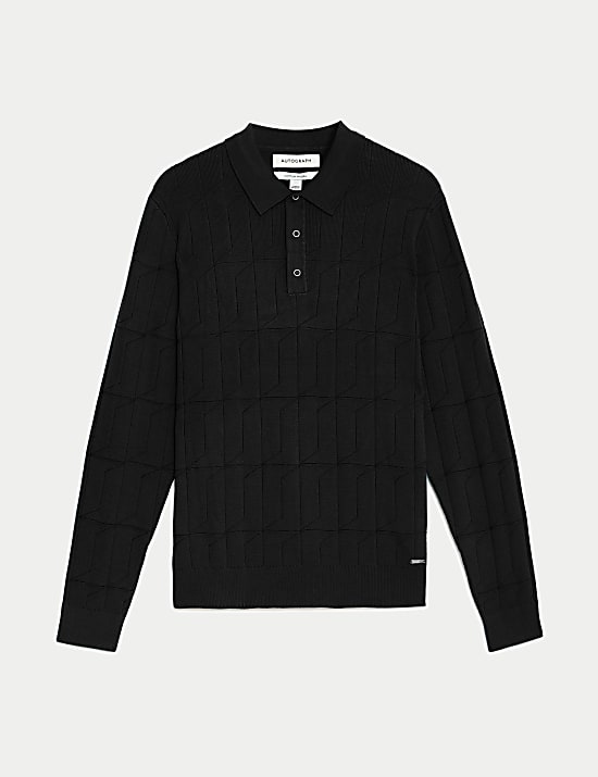 Polo de punto de modal de algodón texturizado