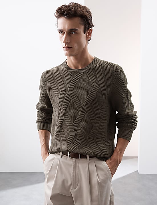 Jumper Rajut Bertekstur Campuran Kain Katun dan Modal