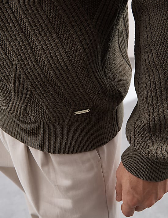 Jumper Rajut Bertekstur Campuran Kain Katun dan Modal