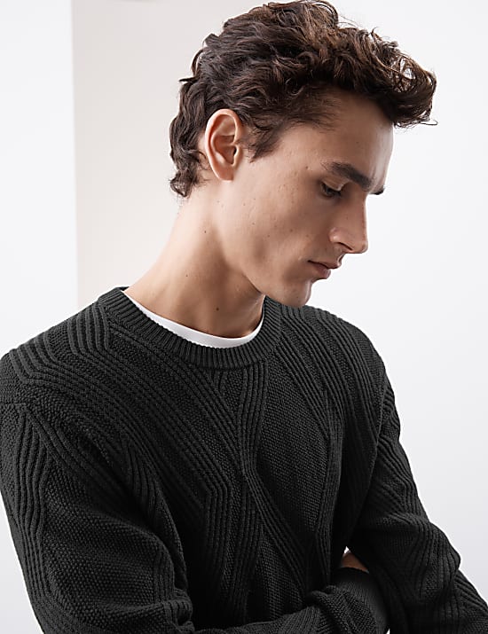 Cotton Modal Blend Textured Knitted Jumper