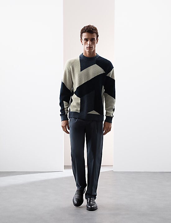 Merino Wool Rich Boucle Crew Neck Jumper