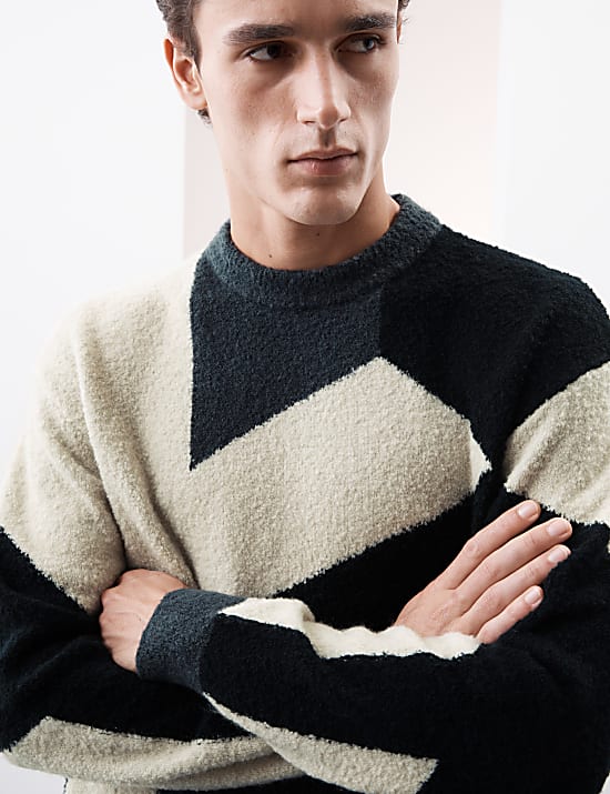 Merino Wool Rich Boucle Crew Neck Jumper