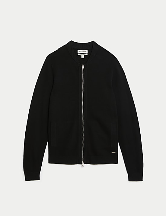 Cotton Rich Zip Up Knitted Bomber