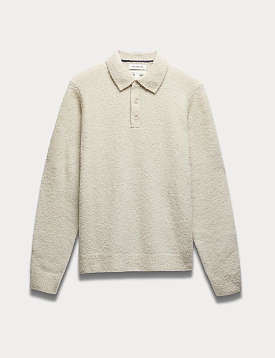 Merino Wool Blend Boucle Knitted Polo Shirt