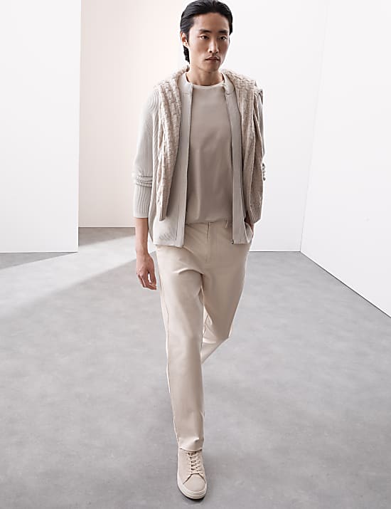 Πλεκτό τζάκετ με ριμπ ύφανση από μερσεριζέ βαμβάκι