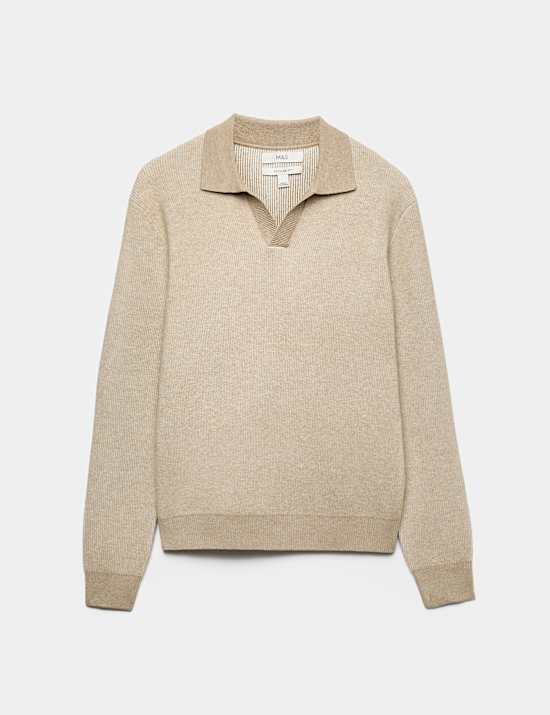 Air Yarn Plaited Open Neck Jumper