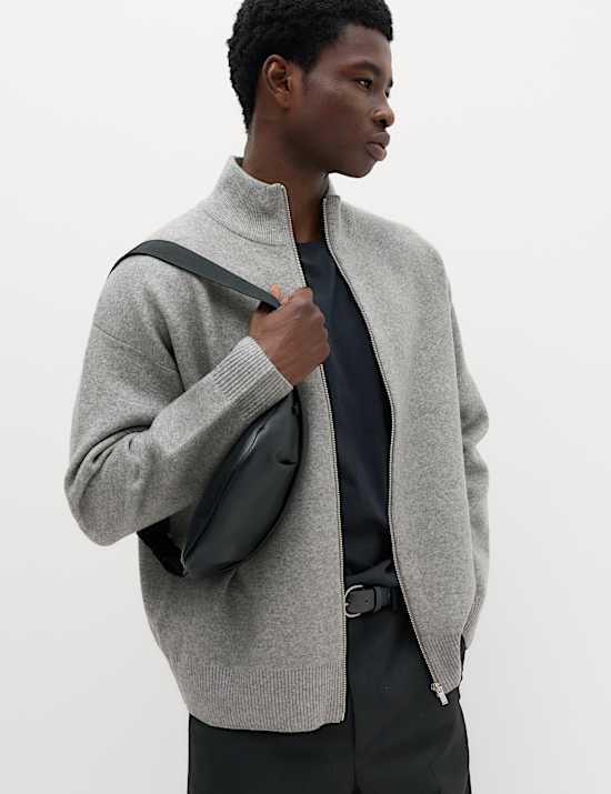 Relaxed Fit Zip Through Funnel Neck Jacket