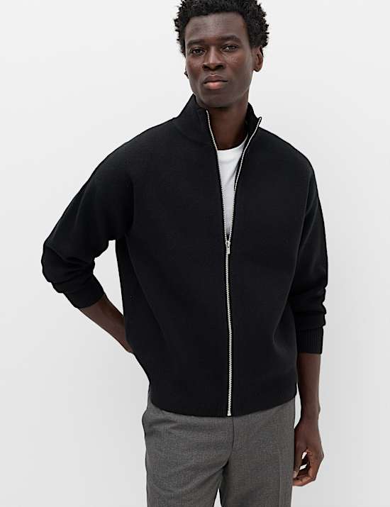 Relaxed Fit Zip Through Funnel Neck Jacket
