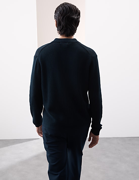 Mercerised Cotton Ribbed Knitted Jacket