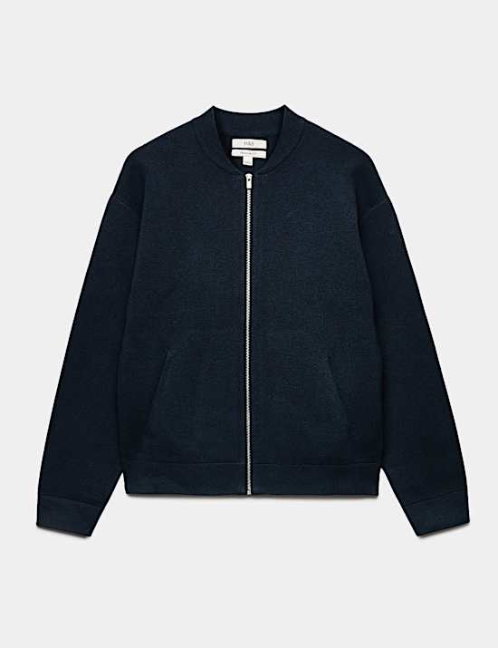 Air Yarn Knitted Bomber Jacket
