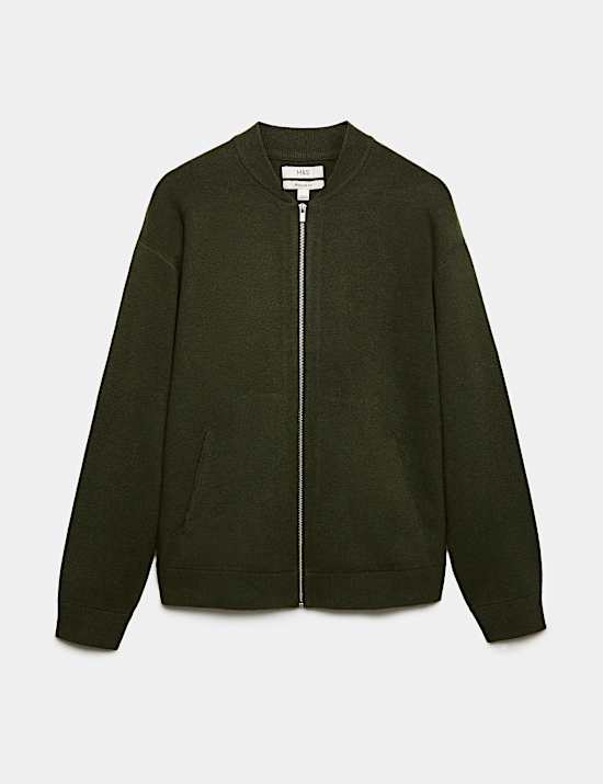 Air Yarn Knitted Bomber Jacket