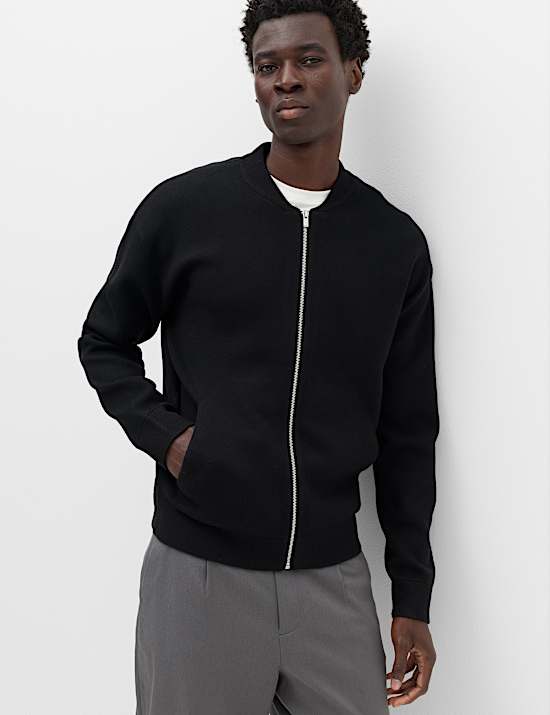 Air Yarn Knitted Bomber Jacket