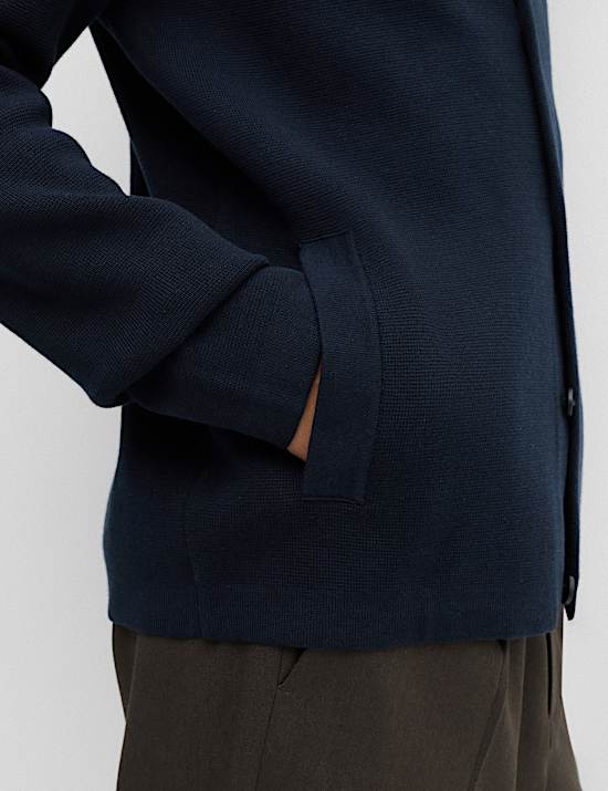 Cotton Blend Milano Knit Overshirt