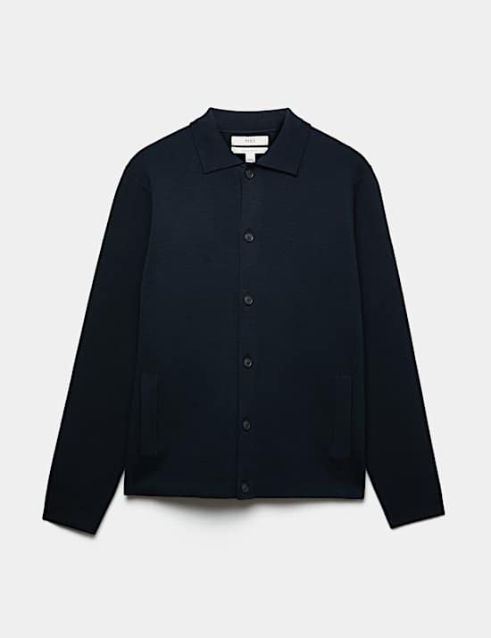 Cotton Blend Milano Knit Overshirt