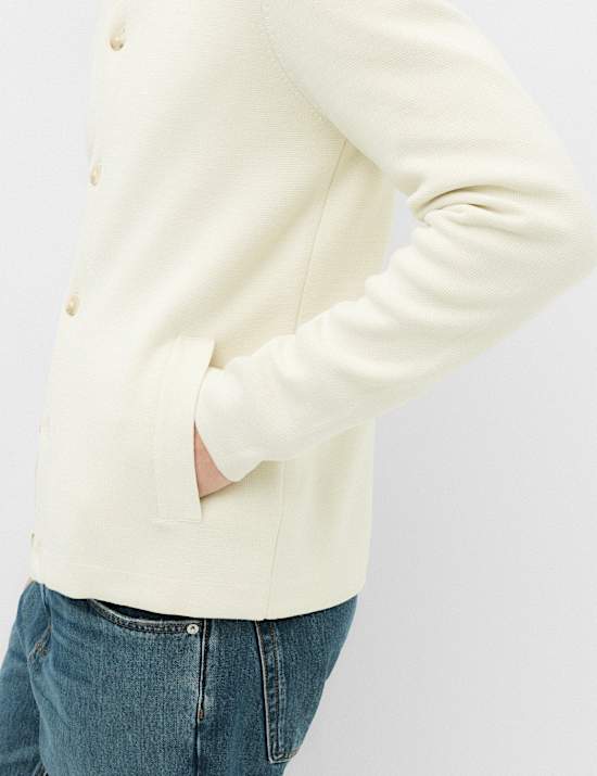 Cotton Blend Milano Knit Overshirt