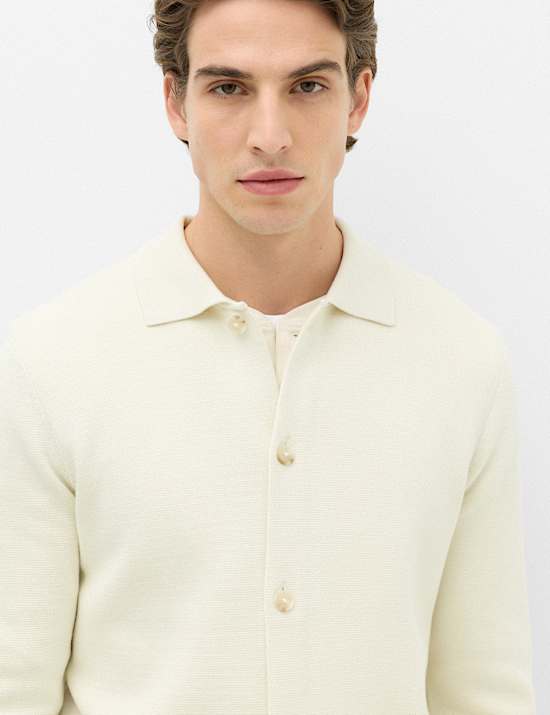 Cotton Blend Milano Knit Overshirt