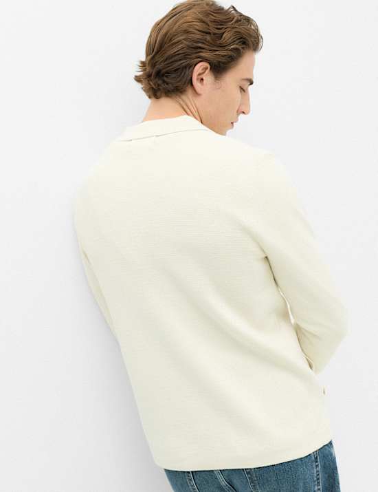 Cotton Blend Milano Knit Overshirt