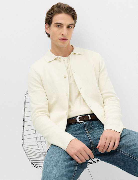 Cotton Blend Milano Knit Overshirt
