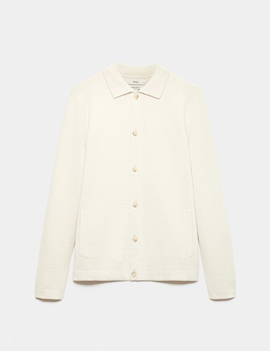 Cotton Blend Milano Knit Overshirt