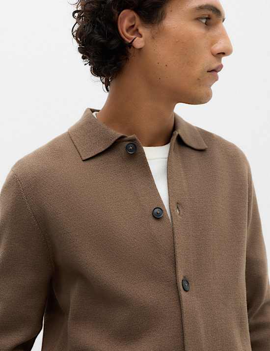 Cotton Blend Milano Knit Overshirt