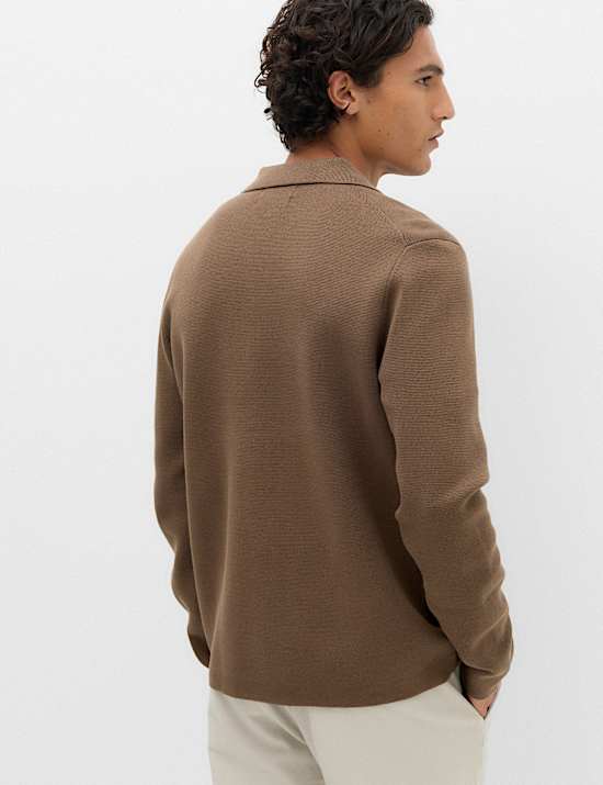 Cotton Blend Milano Knit Overshirt