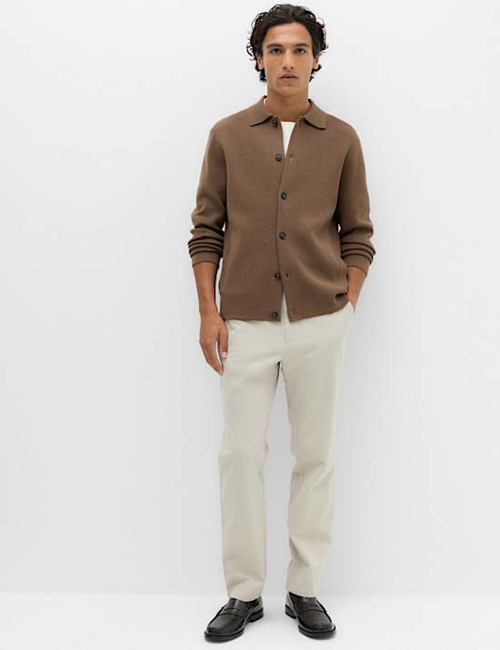 Cotton Blend Milano Knit Overshirt