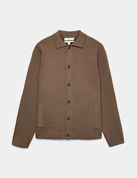 Cotton Blend Milano Knit Overshirt