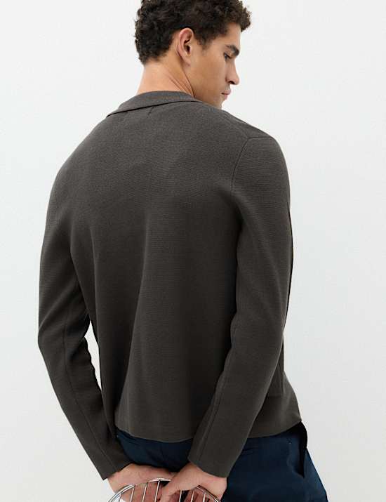 Cotton Blend Milano Knit Overshirt