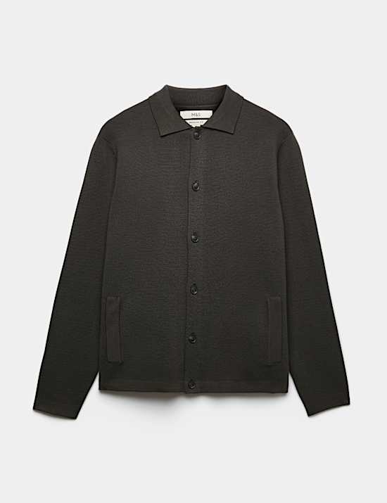 Cotton Blend Milano Knit Overshirt