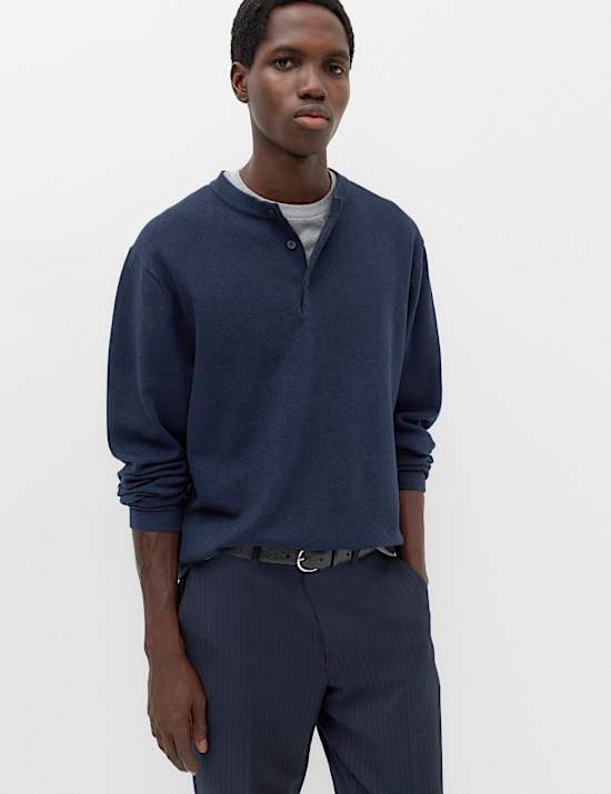 Air-Yarn Relaxed Henley Jumper