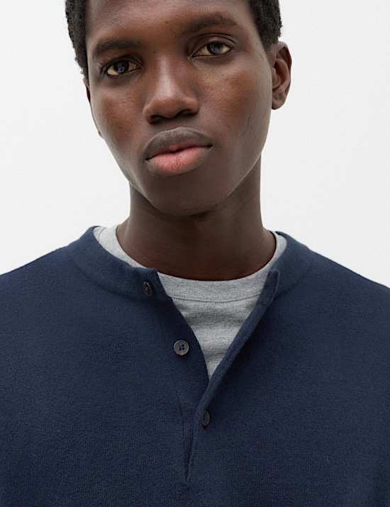 Air-Yarn Relaxed Henley Jumper