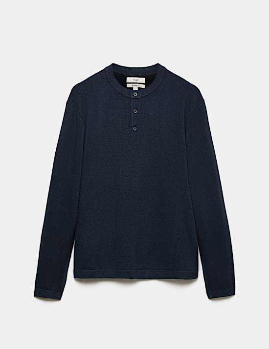 Air-Yarn Relaxed Henley Jumper