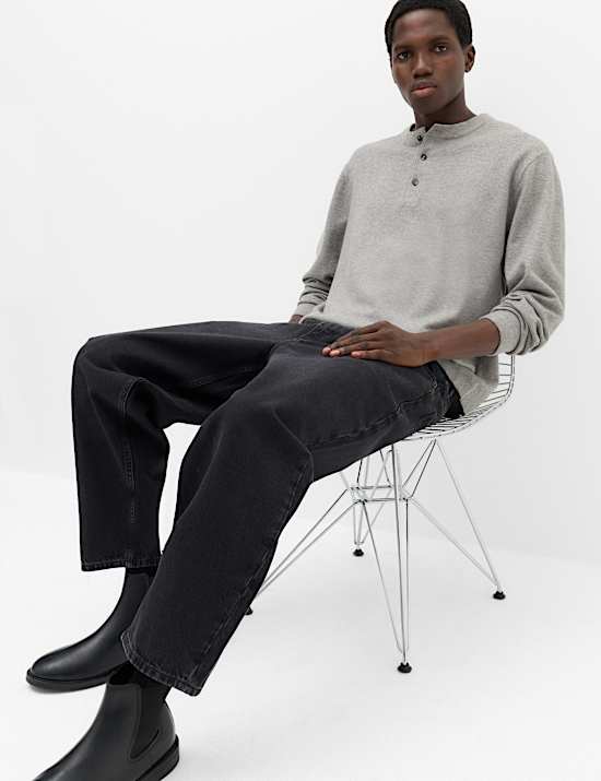 Air-Yarn Relaxed Henley Jumper