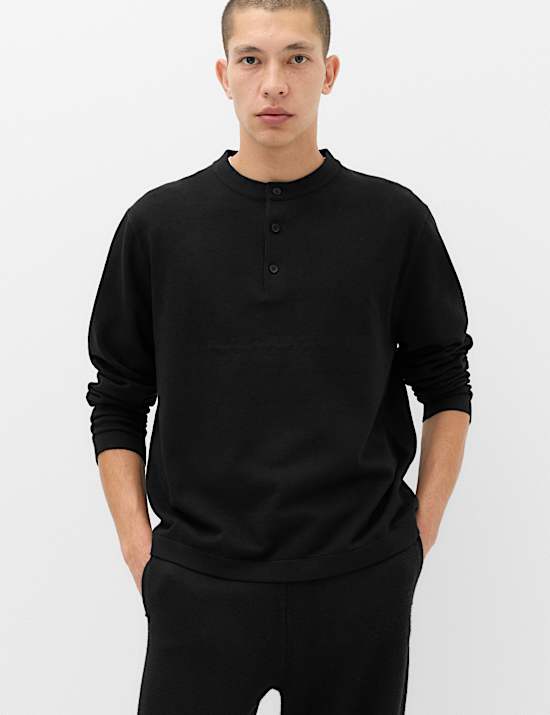 Air-Yarn Relaxed Henley Jumper