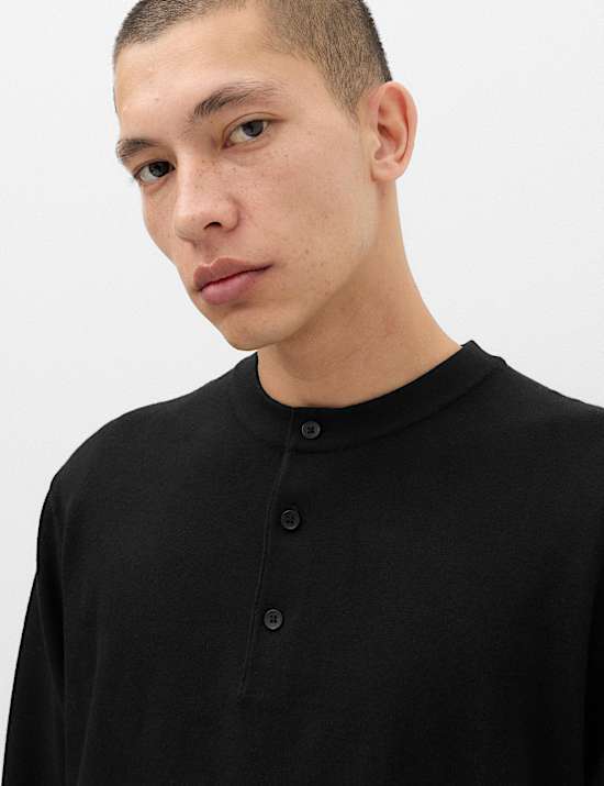 Air-Yarn Relaxed Henley Jumper