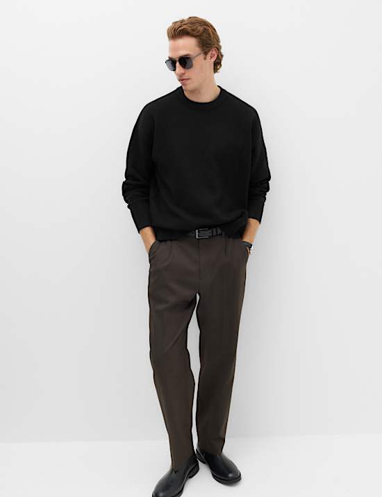 Relaxed Crew Neck Knitted Jumper