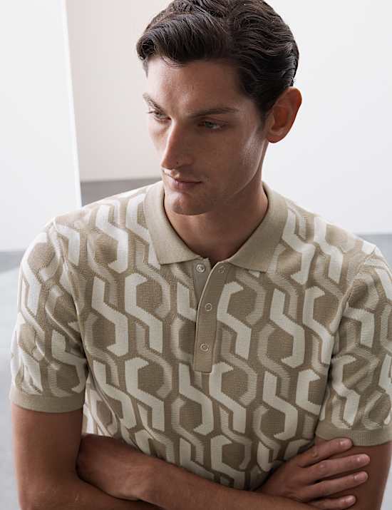 Zuiver katoenen gestreept tricot poloshirt