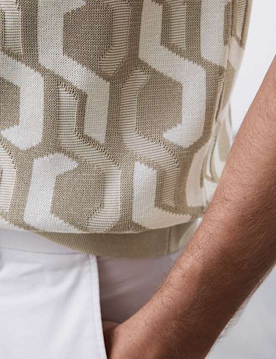 Zuiver katoenen gestreept tricot poloshirt