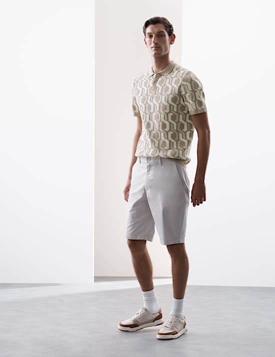 Zuiver katoenen gestreept tricot poloshirt