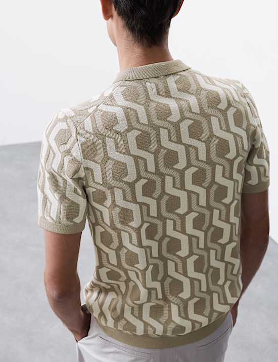 Zuiver katoenen gestreept tricot poloshirt